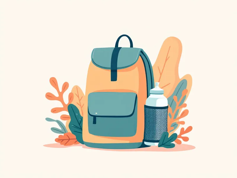 Backpack with a water bottle in the side mesh pocket