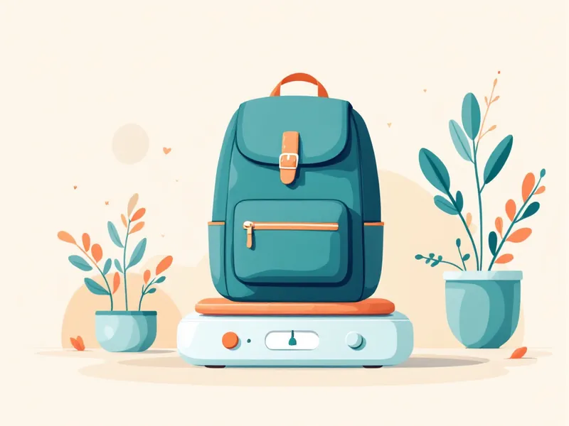 Small backpack resting on a kitchen scale