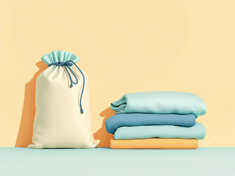 Small waterproof wet bag beside a folded change of clothes