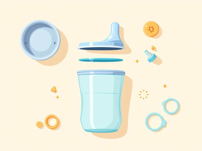 Toddler cup taken apart into lid, valve, gasket and body